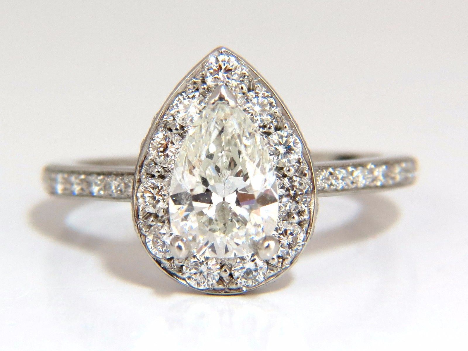 GIA Certified 1.15ct Pear Shape Diamond Engagement Ring with 1.00ct Round Accents in Platinum - Perfect for Wedding, Proposal & Anniversary Gifts