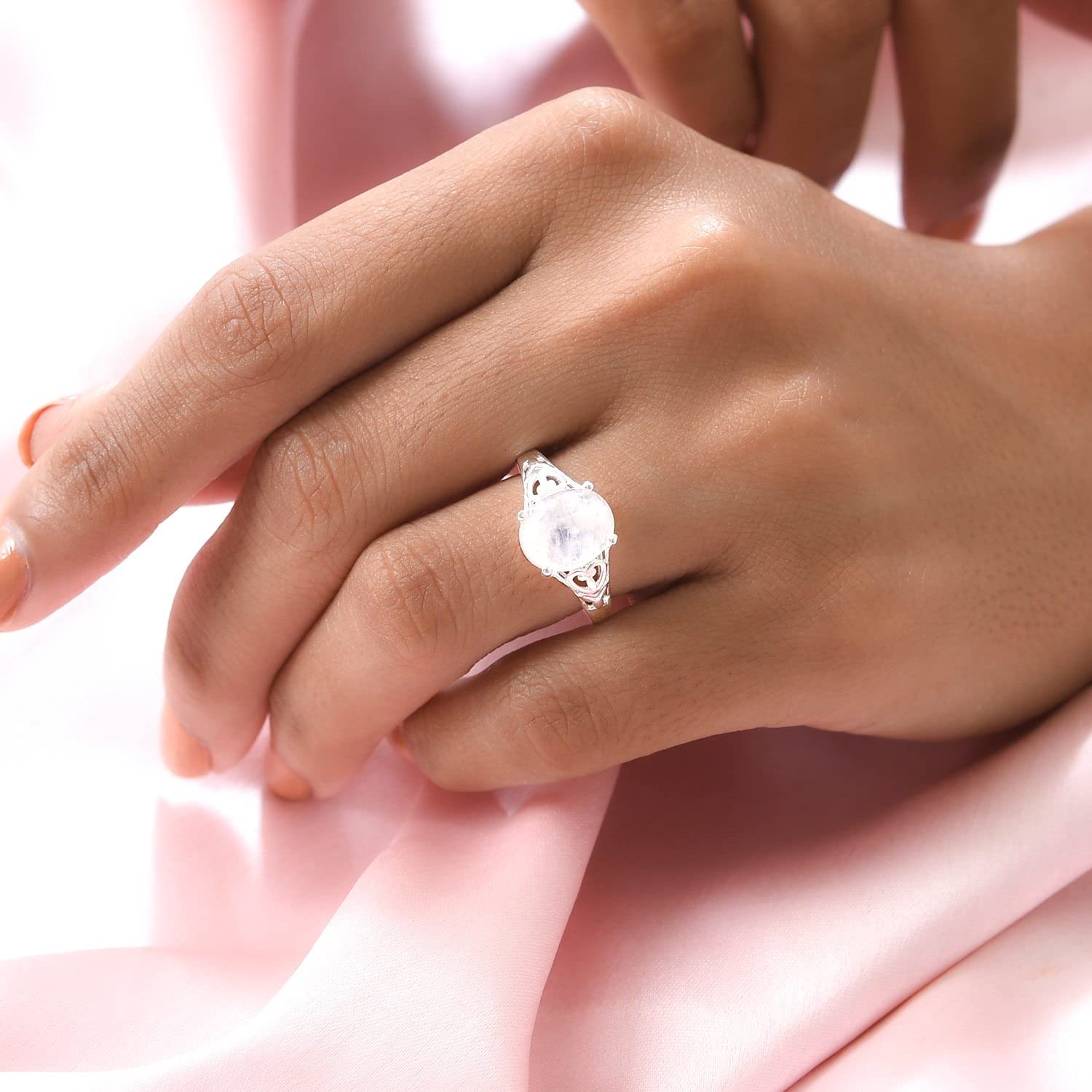 Rainbow Moonstone Ring 925 Sterling Silver - Elegant Wedding & Birthday Gift for Women | Perfect for Bridal Jewelry, Anniversary, and Special Occasions