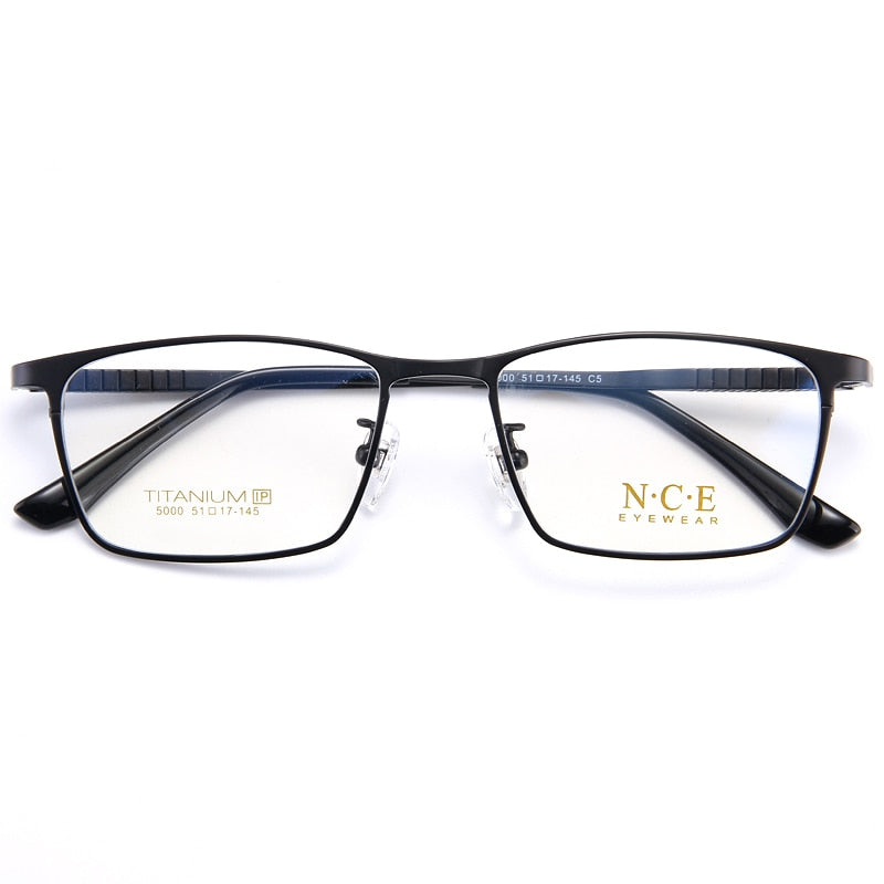 Bclear Men's Full Rim Square Titanium Eyeglasses Frame - Lightweight Durable My5000 for Work, Reading & Fashion