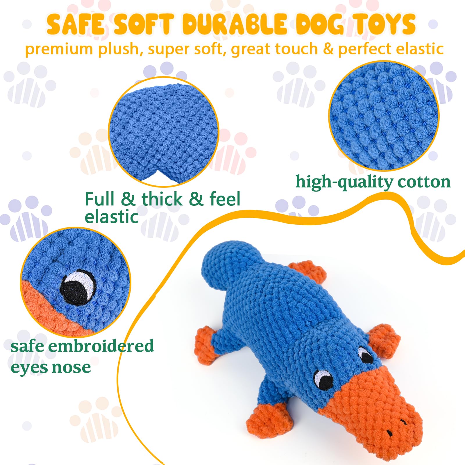 **Vitscan Squeaky Dog Toys for Aggressive Chewers – Large Breed Durable Plush Platypus Chew Toy for Big Dogs & Puppies – Tough Interactive Pet Toys for Small & Large Dogs – Perfect for Playtime, Training & Teething Relief**