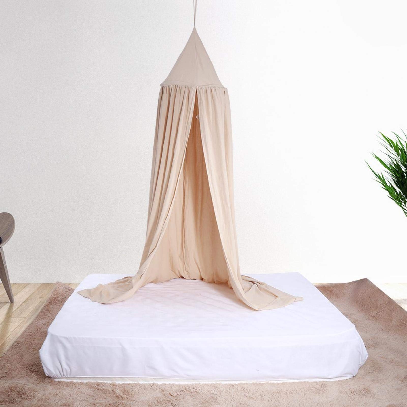 **Voluxe Round Dome Hanging Bed Canopy for Kids - Khaki Princess Canopy Curtains, Girls' Bedroom Decor, Perfect for Birthday Gifts & Dreamy Sleepovers**