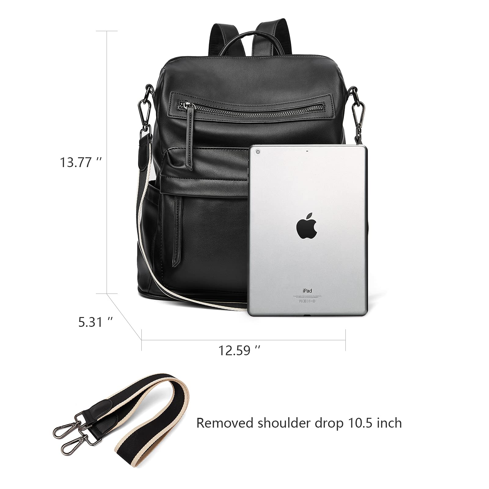 BROMEN Women's Fashion Leather Backpack Purse - Large Designer Travel Shoulder Bag for Work, Commute & Weekend Getaways