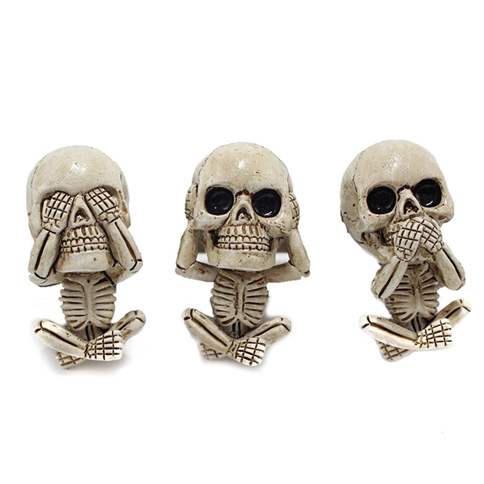Evil Skull Trio Statue Set of 3 - Gothic Car Air Freshener Decor with Air Outlet Clip - Perfect for Halloween, Home & Office Decor