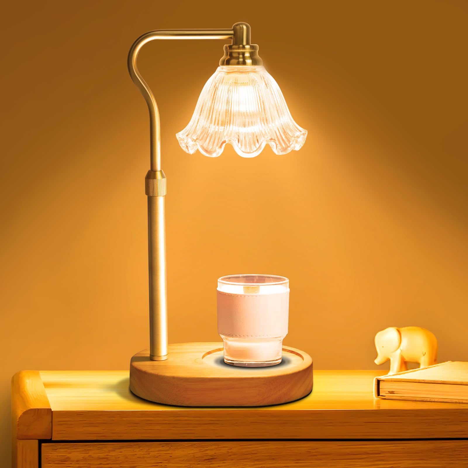 Electric Candle Warmer Lamp with Timer & Adjustable Height - Dimmable Wax Melt Warmer with 2 Bulbs for Scented Jar Candles | Home Decor, Aromatherapy & Mother's Day Gifts | Perfect for Living Room, Bedroom & Spa Relaxation