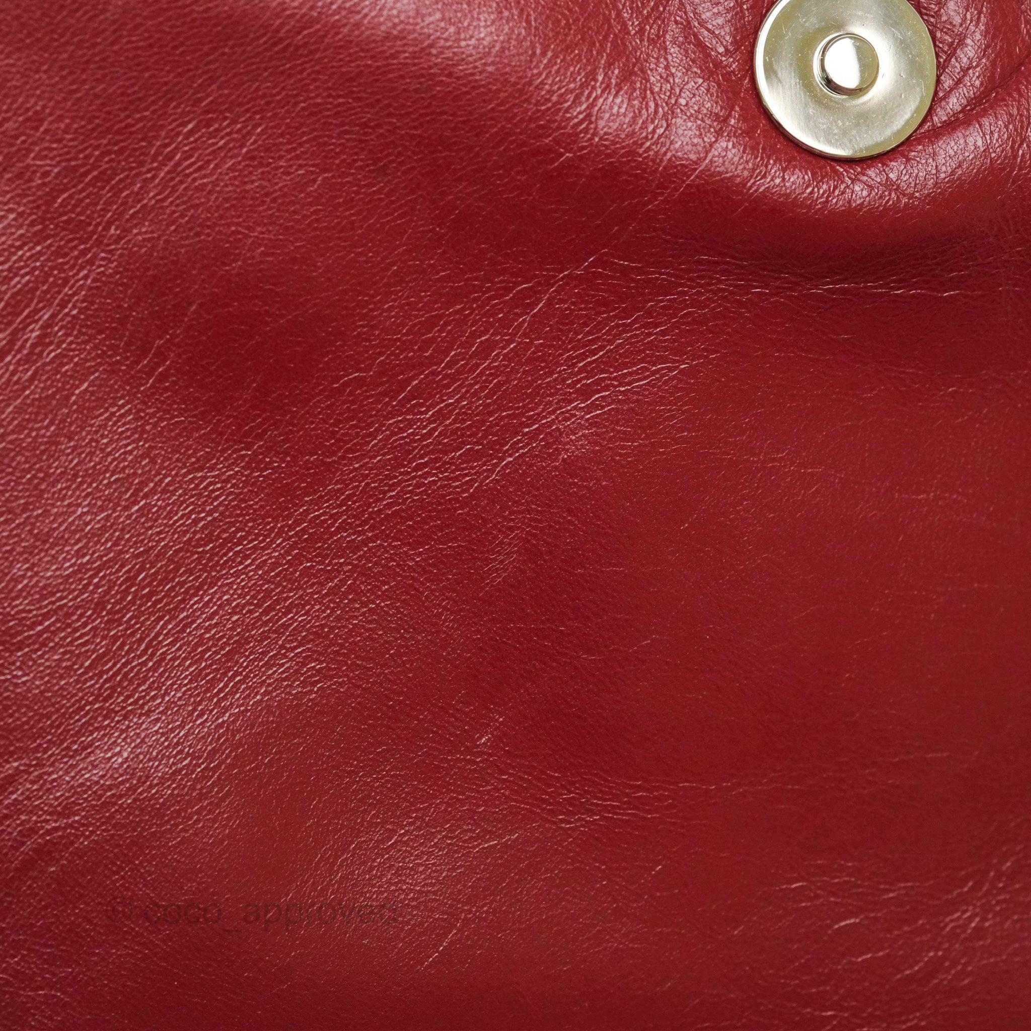 Chanel CC Flap Shoulder Bag in Dark Red Crumpled Leather with Silver Hardware - Luxury Crossbody Bag for Women, Perfect for Date Night & Evening Events