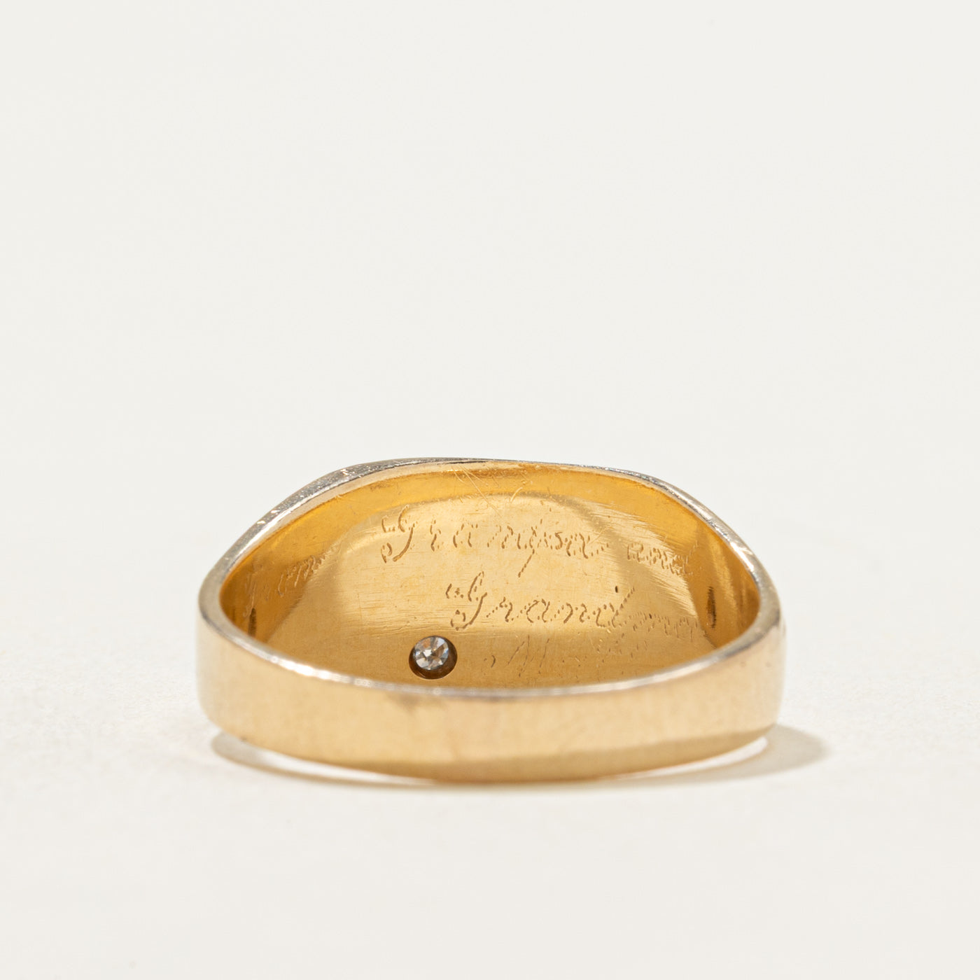 10K Gold Corner Diamond Rectangle Signet Ring for Men & Women | 0.01ct Natural Diamond | Size 5 | Elegant Jewelry Gift for Anniversary, Wedding & Special Occasions