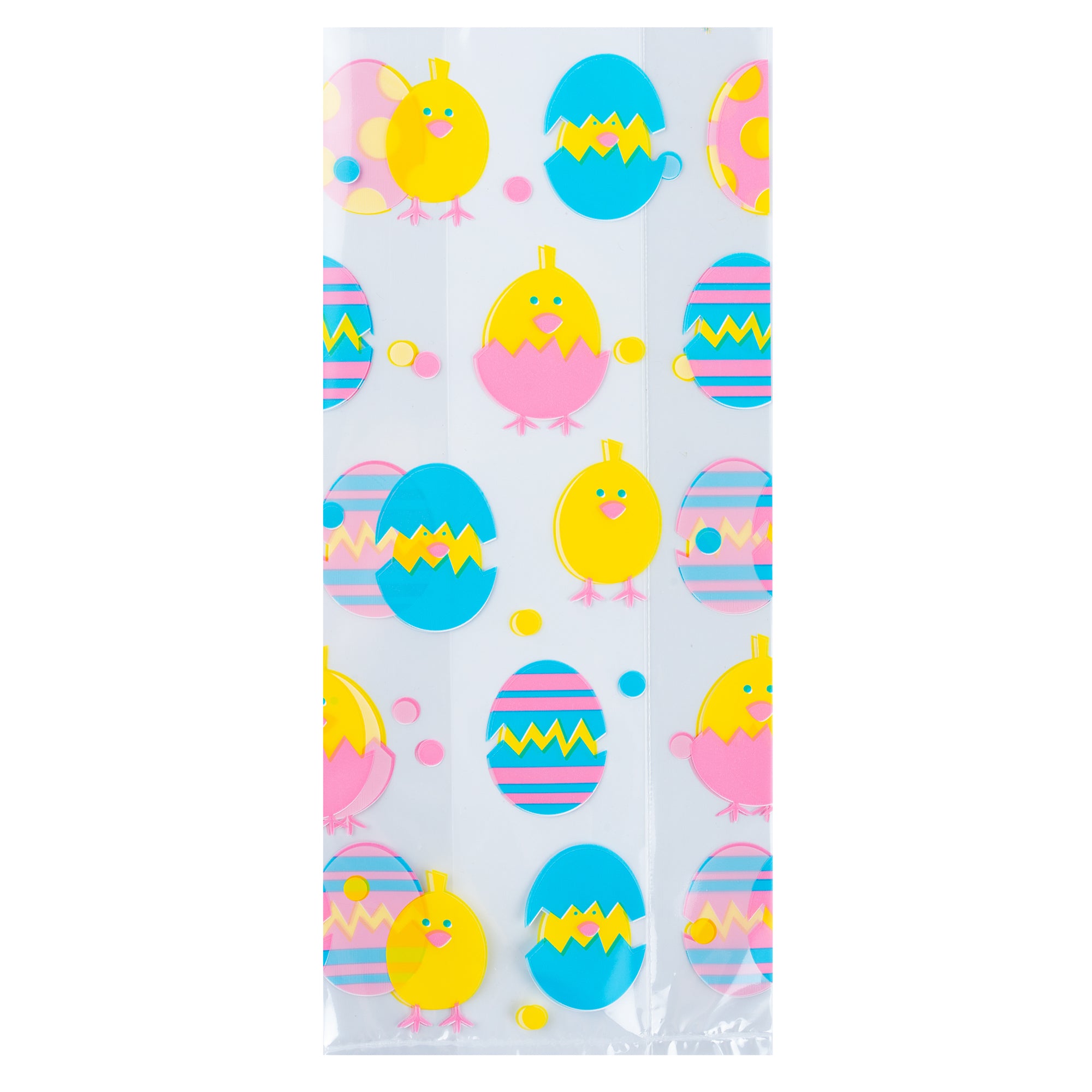 Easter Chicks Plastic Candy Bags - Gusseted 5 x 3 x 11 Inches - 100 Count Box - Perfect for Easter Treats, Party Favors & Bulk Candy Storage