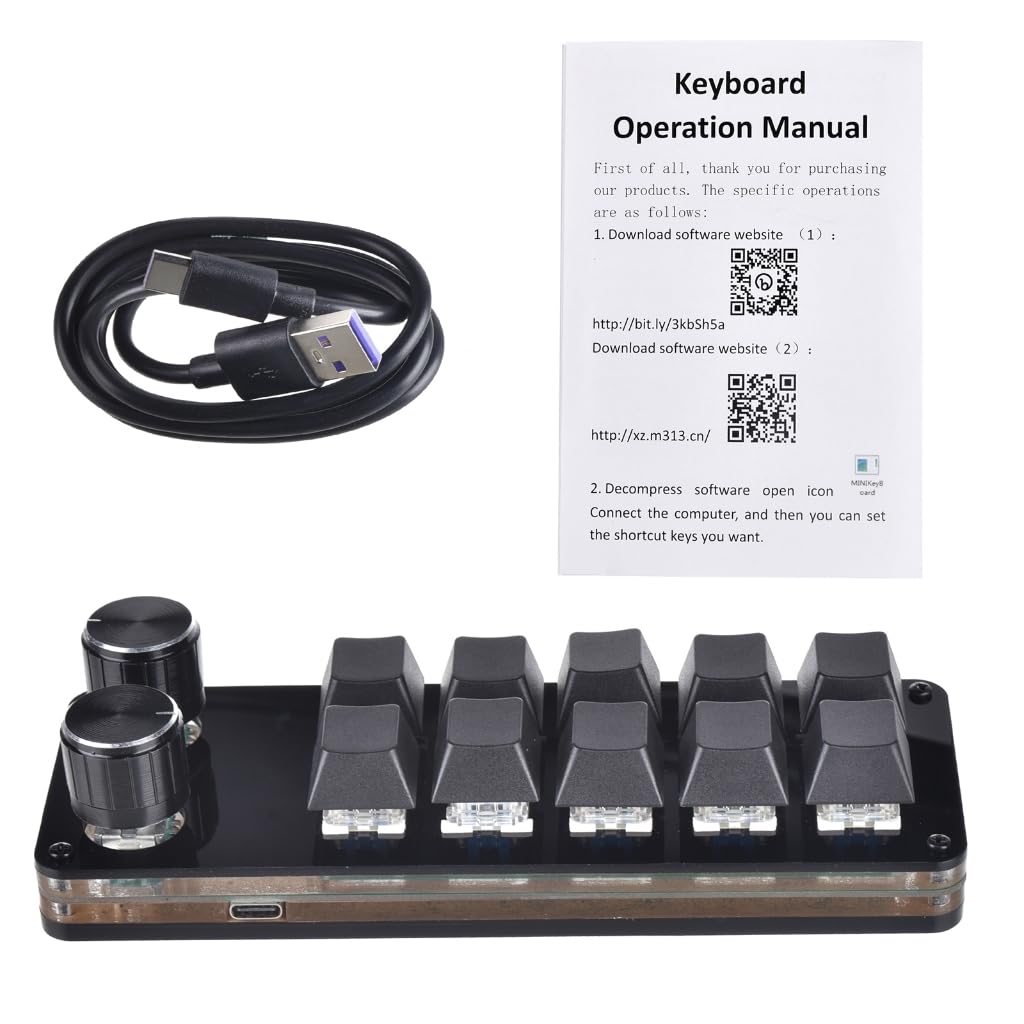 Xbiez 10-Key Macro Mechanical Keyboard with 2 Knobs - Hot Swappable Gaming Keypad for Programming & DIY (Perfect for Streamers, Coders & Gamers)