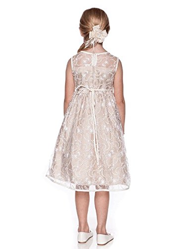 Ivory Champagne Flower Girl Dress - High-Quality Lace Pageant Dress for Weddings (Ages 2-14) | Perfect for Bridal Parties, First Communion & Special Occasions