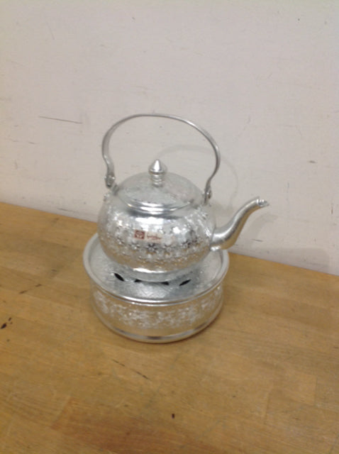 Authentic Thailand Silver Teapot with Stand - Handcrafted Thai Tea Set for Home Decor & Traditional Tea Ceremonies