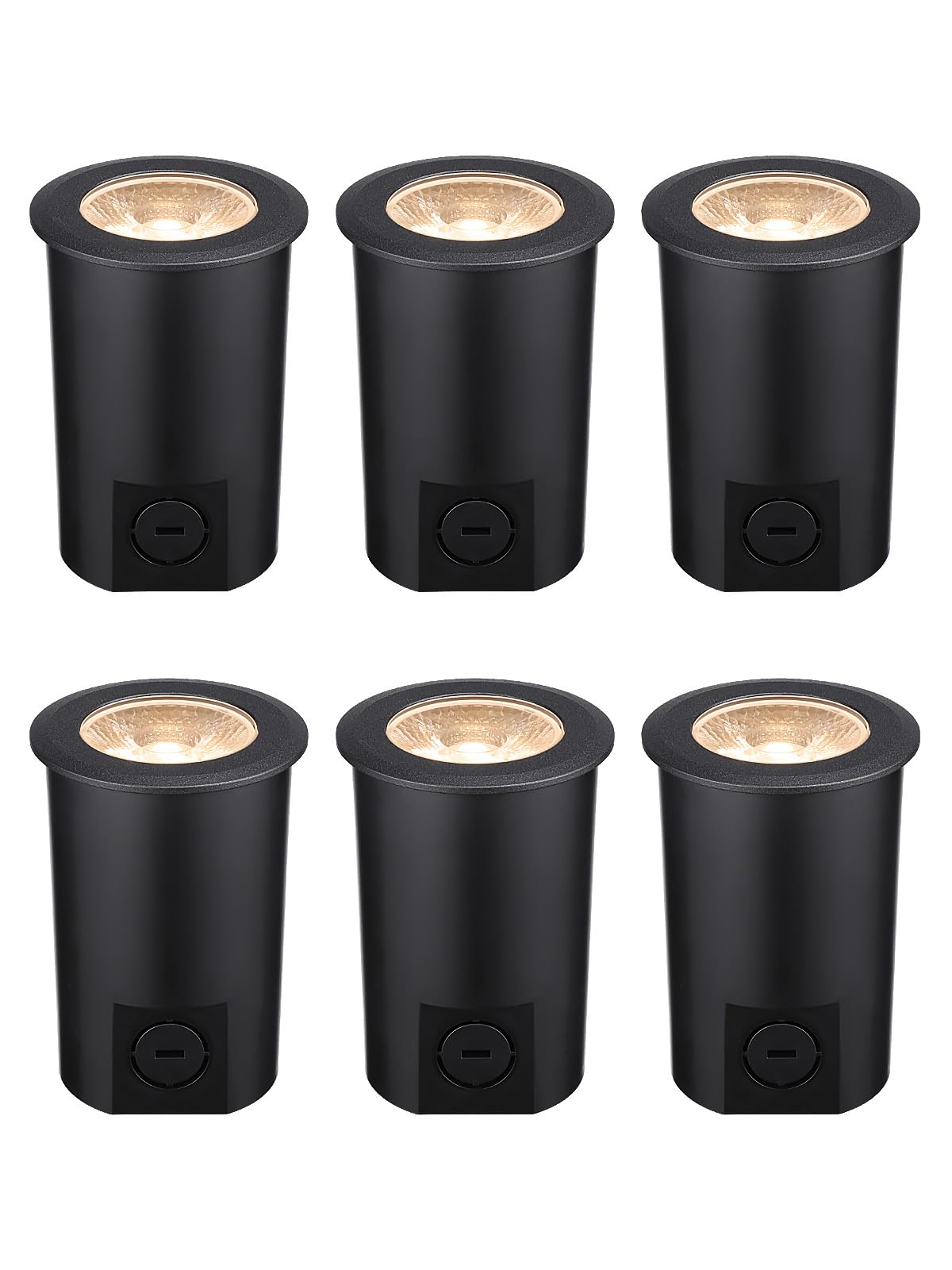 LEONLITE 7W LED In-Ground Well Lights, 720LM 12-24V AC/DC Low Voltage Landscape Lighting, CRI90 IP67 Waterproof, ETL Listed - Black Aluminum Housing, 3000K Warm White (Pack of 6) - Perfect for Garden Paths, Driveways, and Outdoor Decoration
