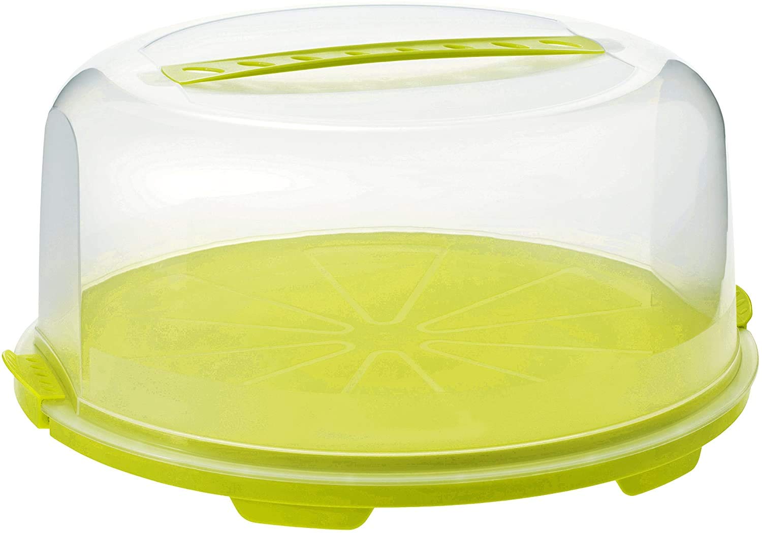 Rotho Fresh Kitchen Cake Dome - 12 Inch Clear Plastic Cake Cover with Airtight Seal, Lime Green - Perfect for Displaying and Storing Cakes, Cupcakes, Desserts at Home or Bakery