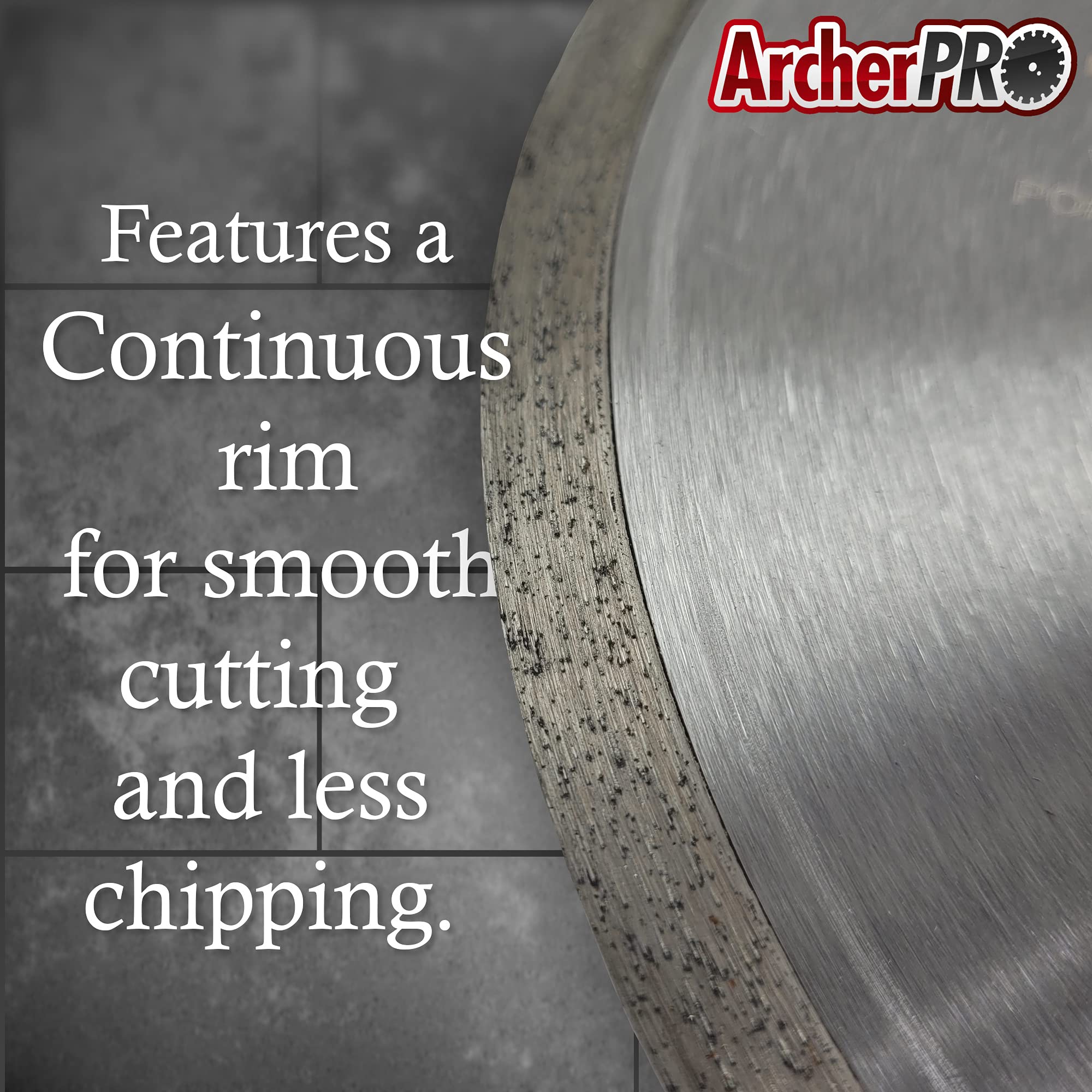 Archer PRO 4.5-Inch Continuous Rim Diamond Blade - Premium Wet Tile Saw Blade for Porcelain & Ceramic Cutting - 7/8-Inch Arbor Compatible with Angle Grinders - Perfect for Bathroom Renovations, Kitchen Backsplashes & Floor Tile Installations