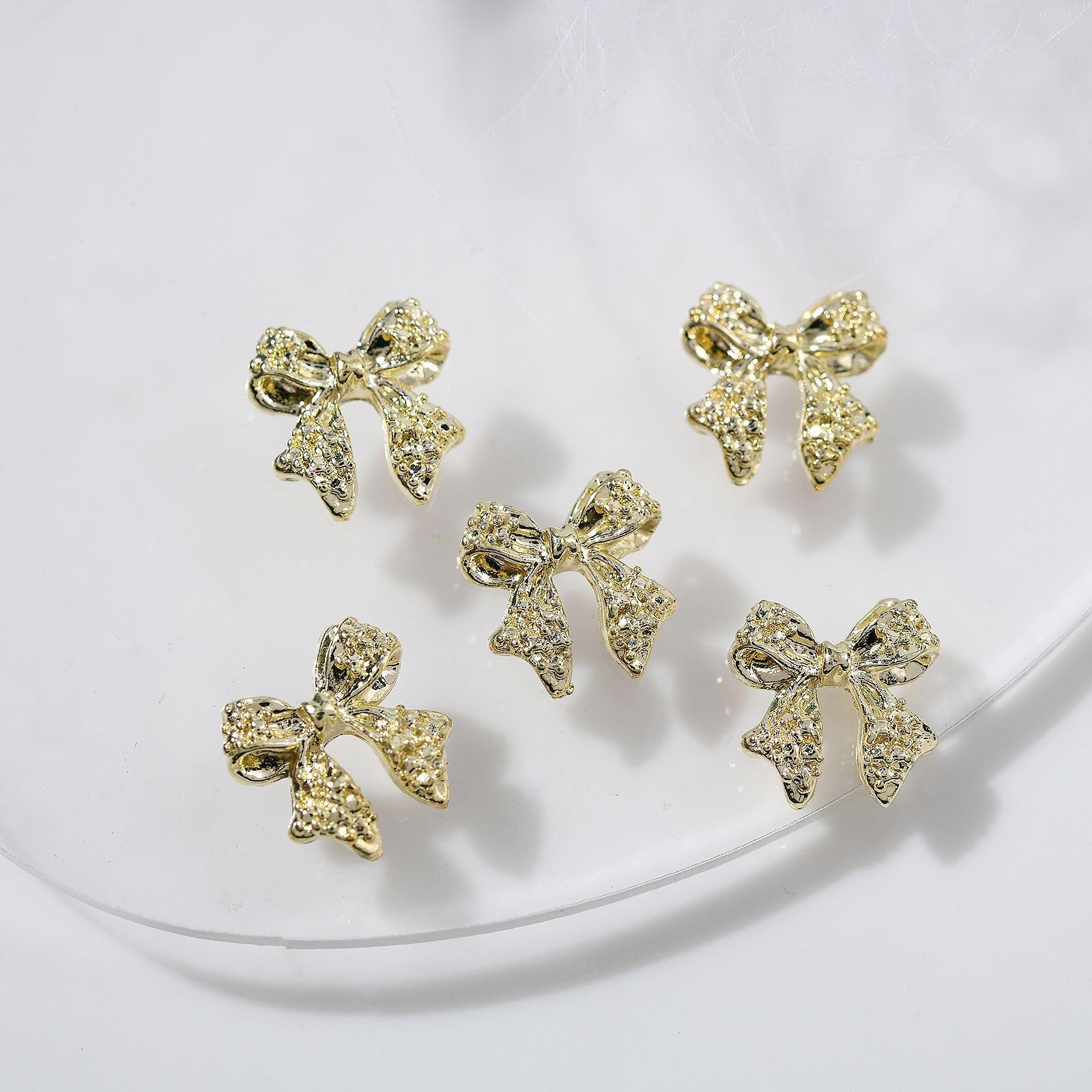 10Pcs 3D Gold Bow Nail Charms - Alloy Nail Art Decorations, Shiny Plating Cute Bow Knot Charms for Acrylic Nails, DIY Nail Art Supplies - Perfect for Manicures, Nail Salons & Party Nail Designs