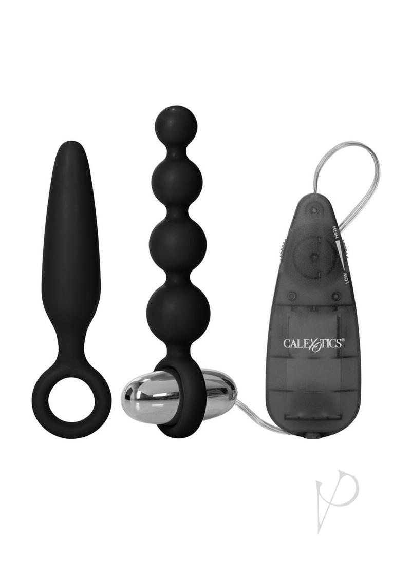 Silicone Vibrating Butt Plug and Anal Beads Set with Remote Control - Booty Call Booty Vibro Kit for Couples & Solo Play - Black - Perfect for Sensual Massage & Intimate Exploration