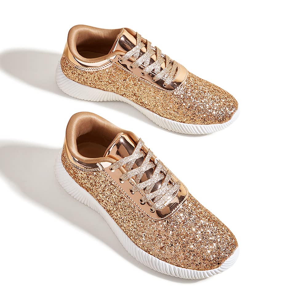 BELOS Women's Glitter Sneakers - Sparkly Lightweight Metallic Sequins Athletic Shoes for Running, Walking, Gym Workouts & Casual Wear