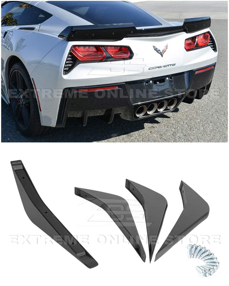 2014-2019 Chevrolet Corvette C7 Z06 Track Style Rear Bumper Diffuser Fins - 2 Pairs ABS Plastic Painted Carbon Flash Metallic | Perfect for Performance Upgrades & Track Enthusiasts