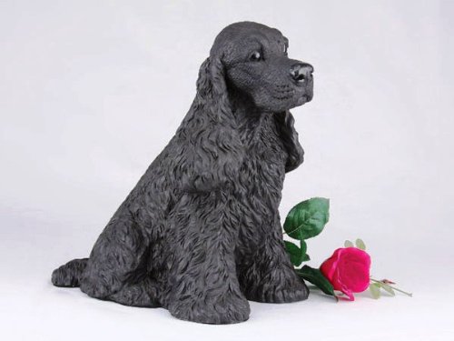 Black Cremation Urn for Cocker Spaniel - Secure Pet Ashes Keepsake for Indoor or Outdoor Display - Perfect Memorial for Beloved Dogs - Home, Garden & Memorial Use