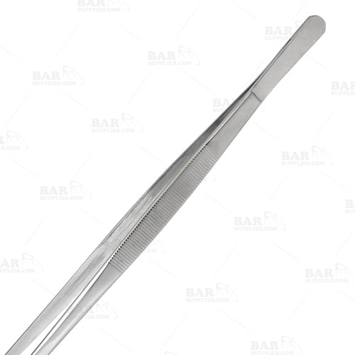 BarConic® 12-Inch Stainless Steel Long Garnish Tongs - Professional Cocktail & Drink Mixing Tools for Bartenders, Home Bars & Party Drink Decorations