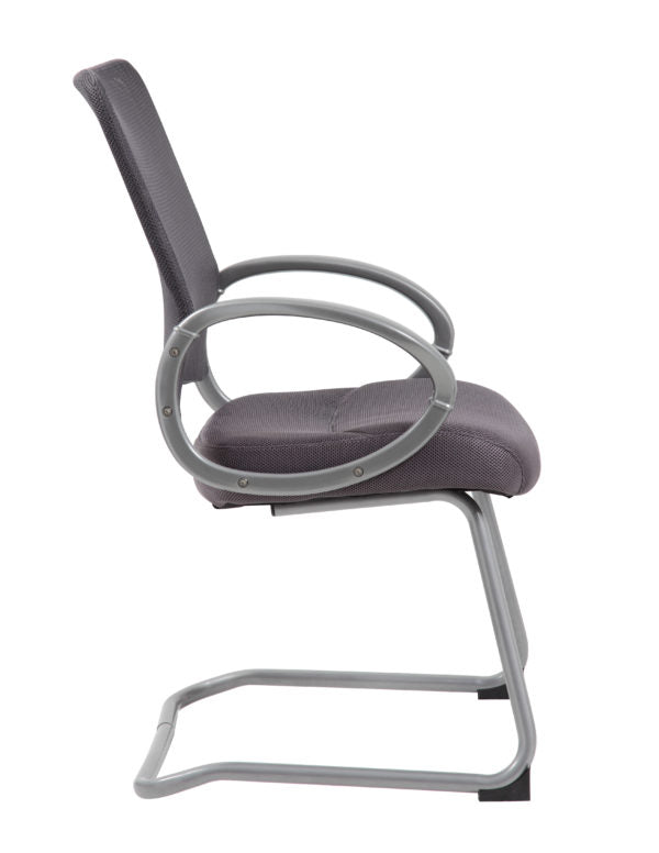 Boss Mesh Back Guest Chair B6419 with Pewter Finish - Ergonomic Office Chair for Home & Conference Room Seating