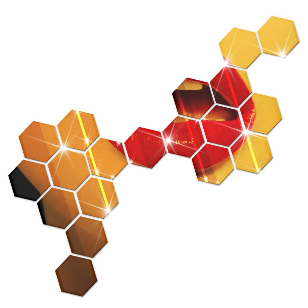 12-Piece Hexagon Mirror Wall Stickers - DIY Self-Adhesive Decorative Wall Decals for Home & Office Decor | Perfect for Bedroom, Living Room, Bathroom Mirror Accents