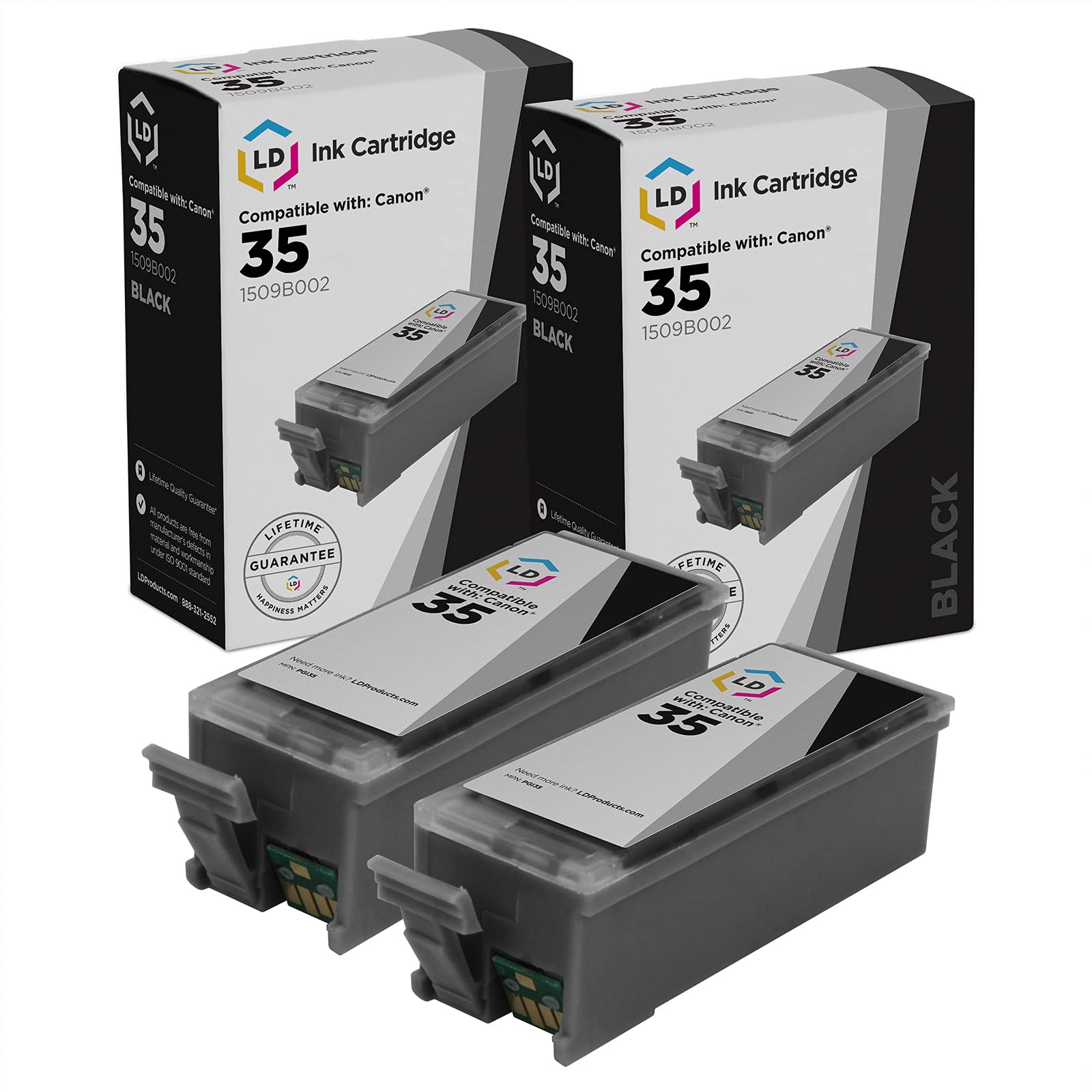 LD Products Compatible Ink Cartridge Replacement for Canon PGI35 (Black, 2-Pack) - Works with Canon PIXMA iP100 & iP110 Printers - High-Quality Printing for Home & Office Documents