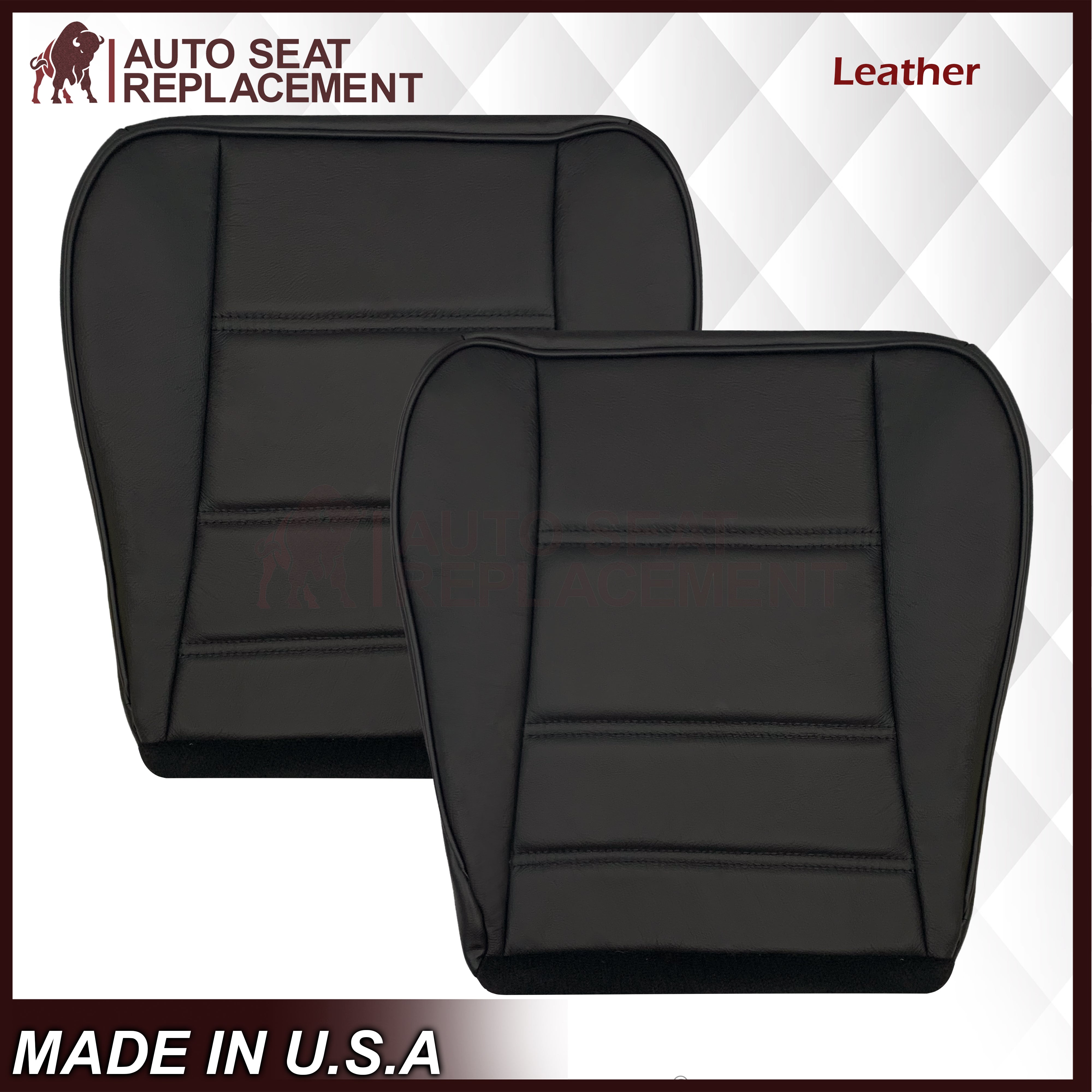 1999-2004 Ford Mustang V6 Replacement Seat Covers - Ebony Black Leather/Cloth Options | Perfect for Car Restoration & Customization