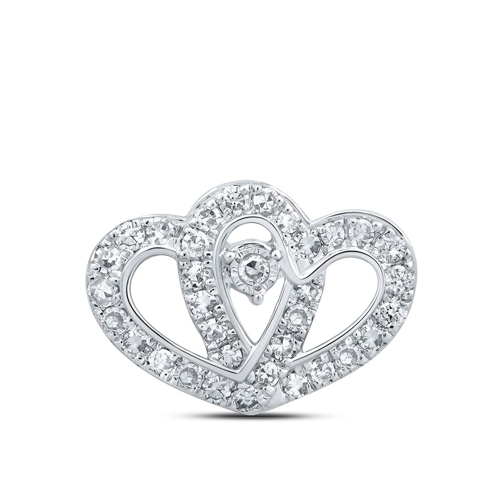 10K White Gold Women's Round Diamond Slide Heart Pendant Necklace - 1/4 CTTW | Elegant Jewelry Gift for Anniversary, Valentine's Day & Special Occasions