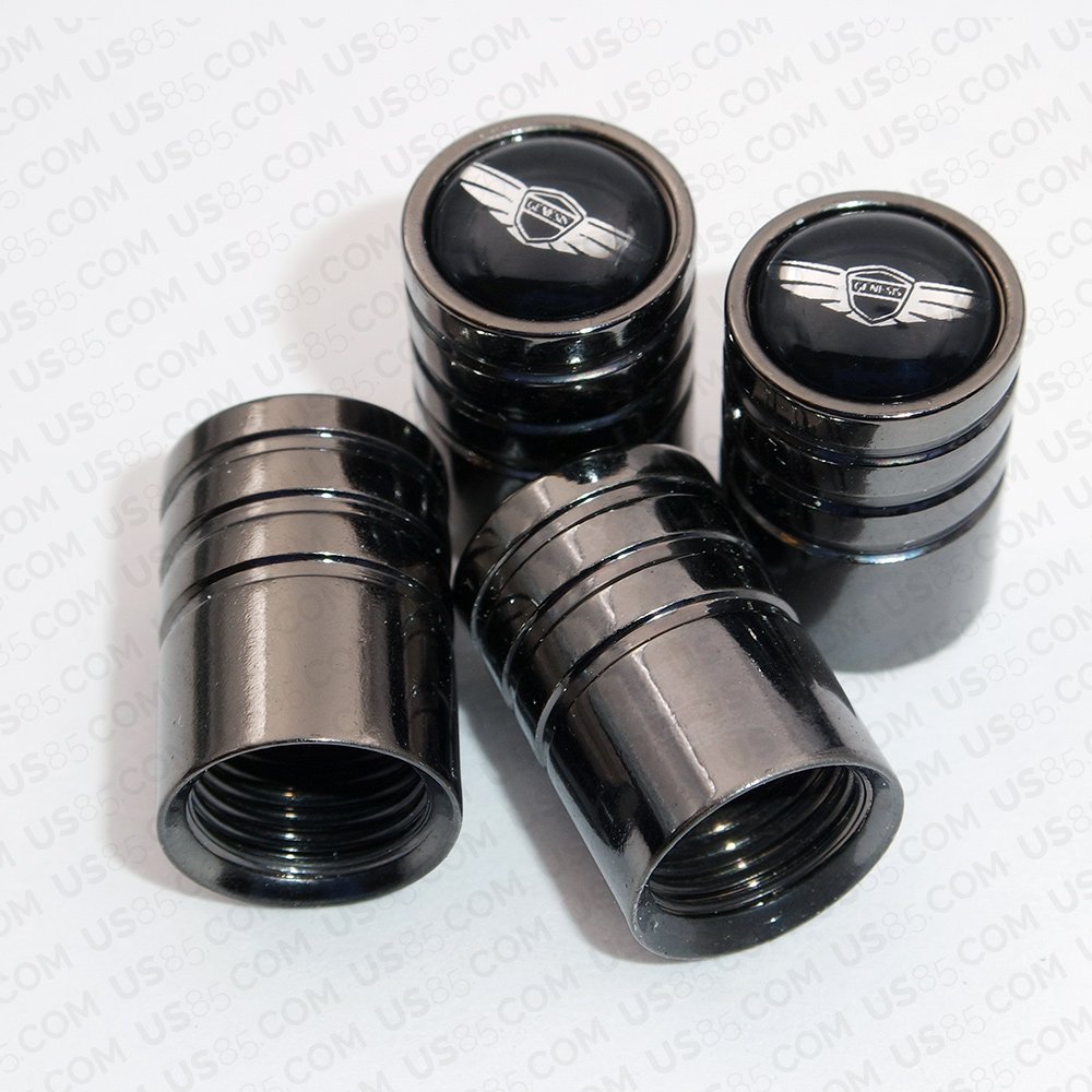 Genesis Black Chrome Tire Valve Stem Caps - Premium Car Wheel Air Valve Covers (Set of 4) for Cars, Trucks & SUVs - Durable & Stylish Accessory for Road Trips & Daily Commutes