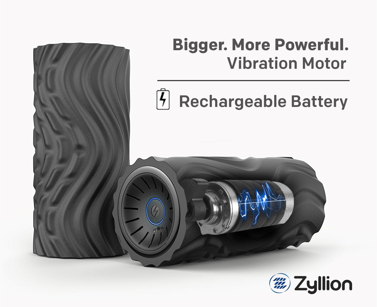 Zyllion Shiatsu Back Massager with Heat & Vibration - Black | Deep Tissue Muscle Massage Roller - Black/Blue | Perfect for Home, Office & Post-Workout Recovery