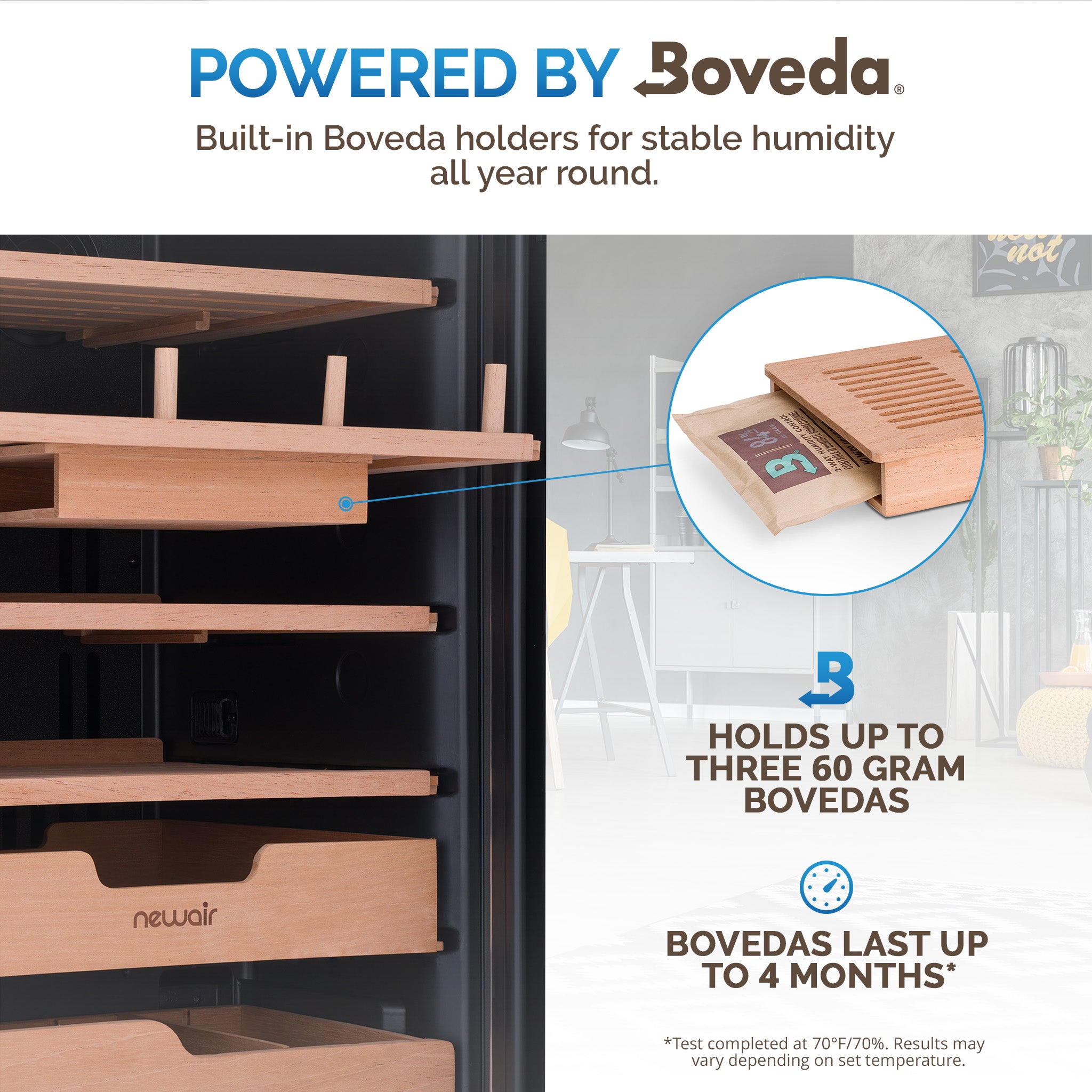 Newair® x Boveda 500-Count Electric Cigar Humidor with Digital Hygrometer - Perfect for Home, Office & Cigar Lounge Storage