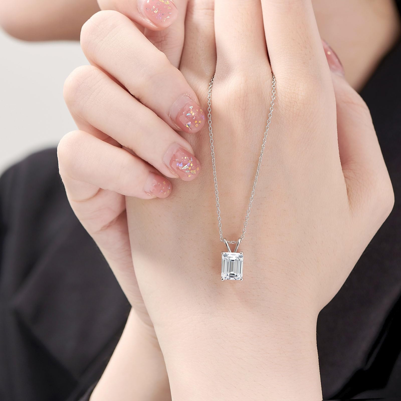 Elegant 925 Sterling Silver Emerald Cut Cubic Zirconia Solitaire Pendant Necklace for Women - Perfect for Weddings, Anniversaries & Special Occasions