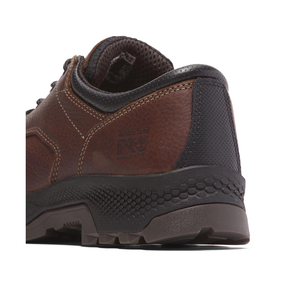 Titan Ev Composite Toe Oxford Work Shoes for Men - Safety Work Boots with Slip Resistant & Electrical Hazard Protection - Brown Leather Steel Toe Shoes for Construction, Warehouse & Industrial Work