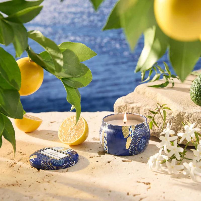 Mediterranean Lemon Scented Mini Tin Candle - 2oz Hand-Poured Soy Wax for Home, Bathroom & Relaxation - Perfect for Aromatherapy, Gifts & Cozy Ambiance