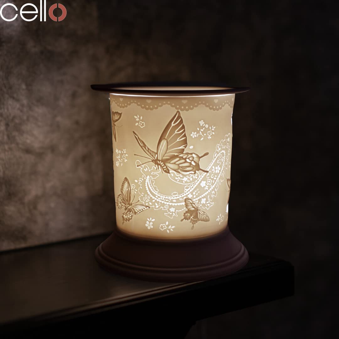 Electric Wax Warmer with Porcelain Cello Design & Silk Wings - Perfect for Aromatherapy, Home Decor, and Relaxation Spaces