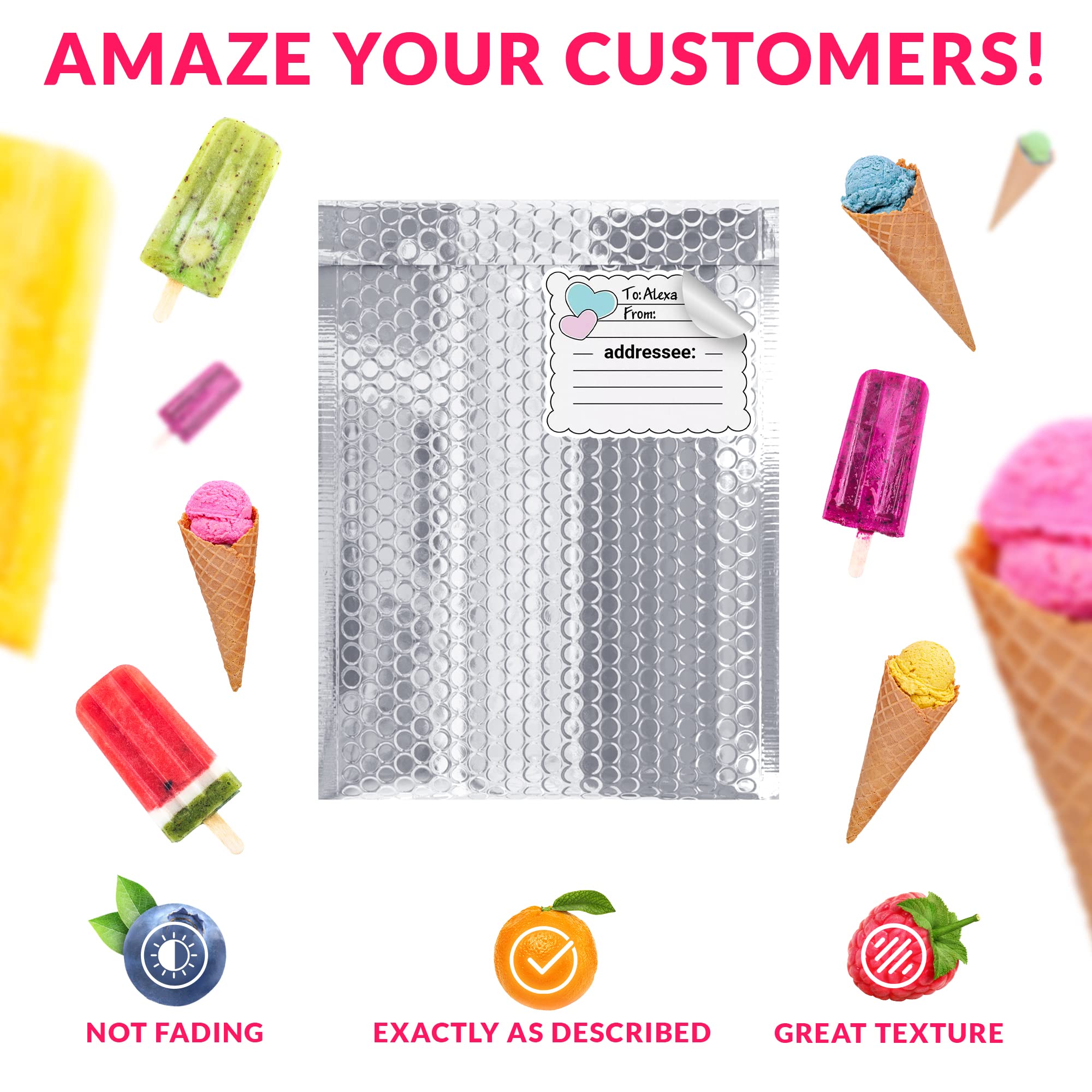 ABC Thermal Bubble Mailers 6x6 Inches (Pack of 100) - Metallic Insulated Shipping Envelopes for Cold Storage & Waterproof Protection | Perfect for Perishable Food, Pharmaceuticals & Temperature-Sensitive Items Shipping