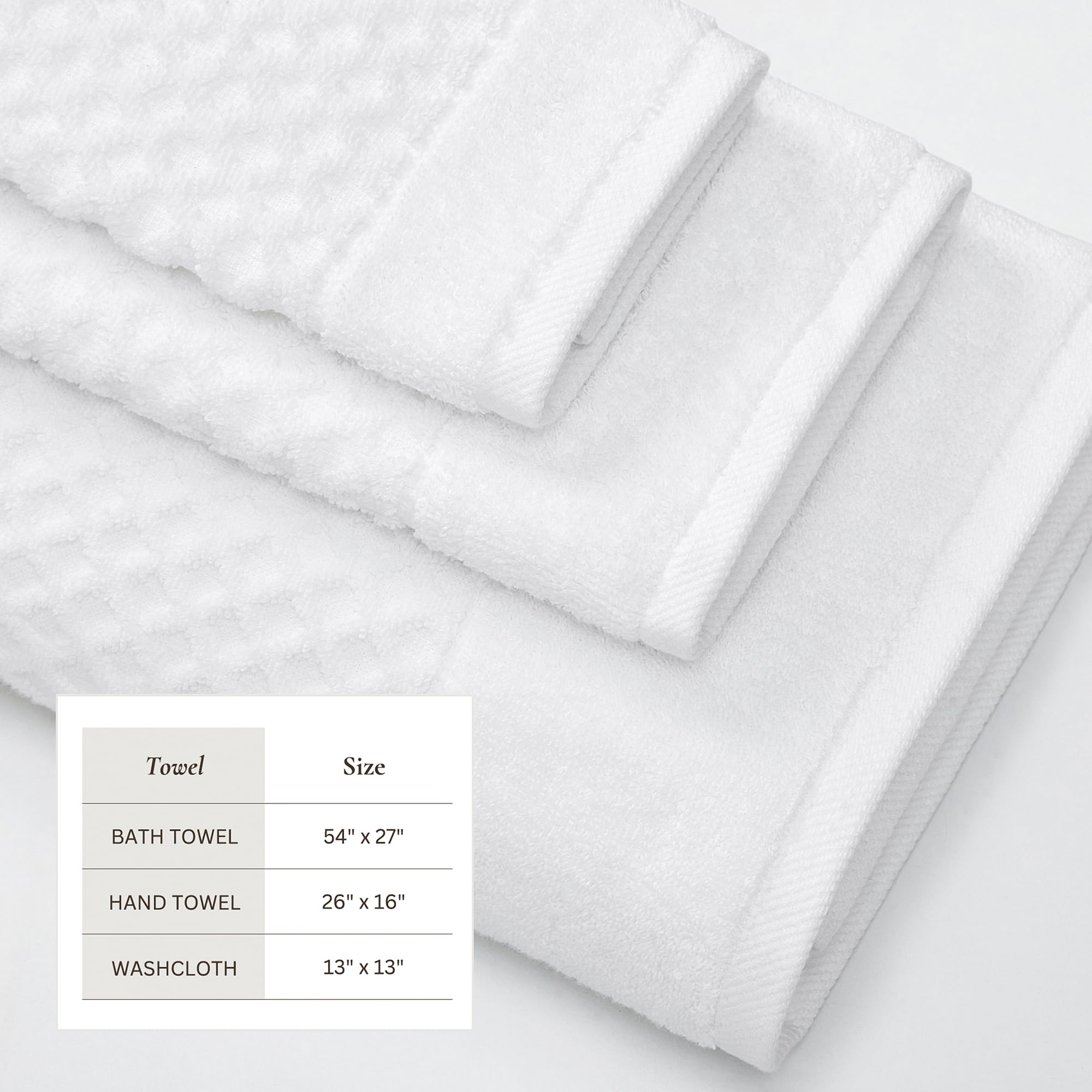 Premium 6-Piece White Bath Towel Set - 100% Cotton Soft & Absorbent Bath, Hand Towels & Washcloths | Quick-Drying, Durable Luxury Towels for Spa, Hotel & Home Bathroom Essentials