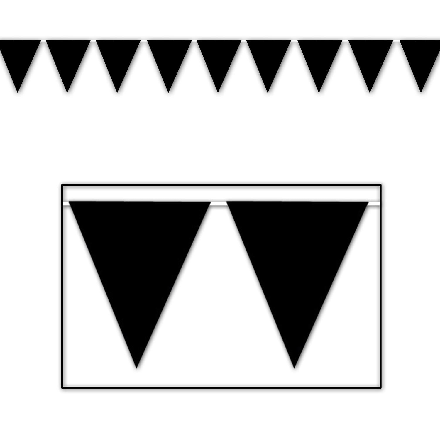 12 Pack Black Party Pennant Banner - Decorative Bunting for Birthday, Halloween, Graduation & Home Decor - Perfect for Indoor & Outdoor Celebrations