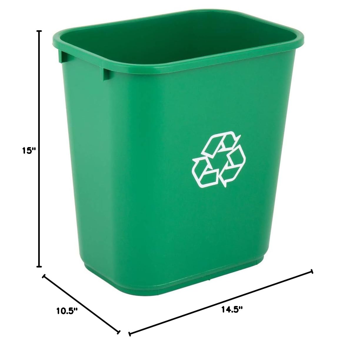 PRO&Family 5-Pack 28 Qt (7 Gallon/26L) Green Rectangular Recycling Bins - Heavy-Duty Waste Baskets & Garbage Cans for Home, Office & Commercial Use - Perfect for Recycling, Trash Collection & Waste Management
