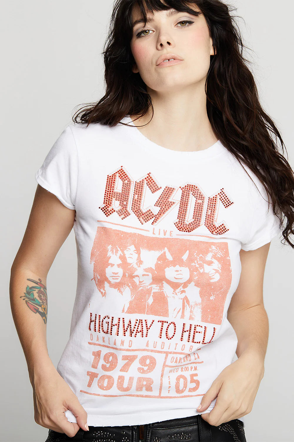 AC/DC 1979 Vintage Crystal Graphic T-Shirt - White | Classic Rock Band Merchandise for Concerts & Casual Wear