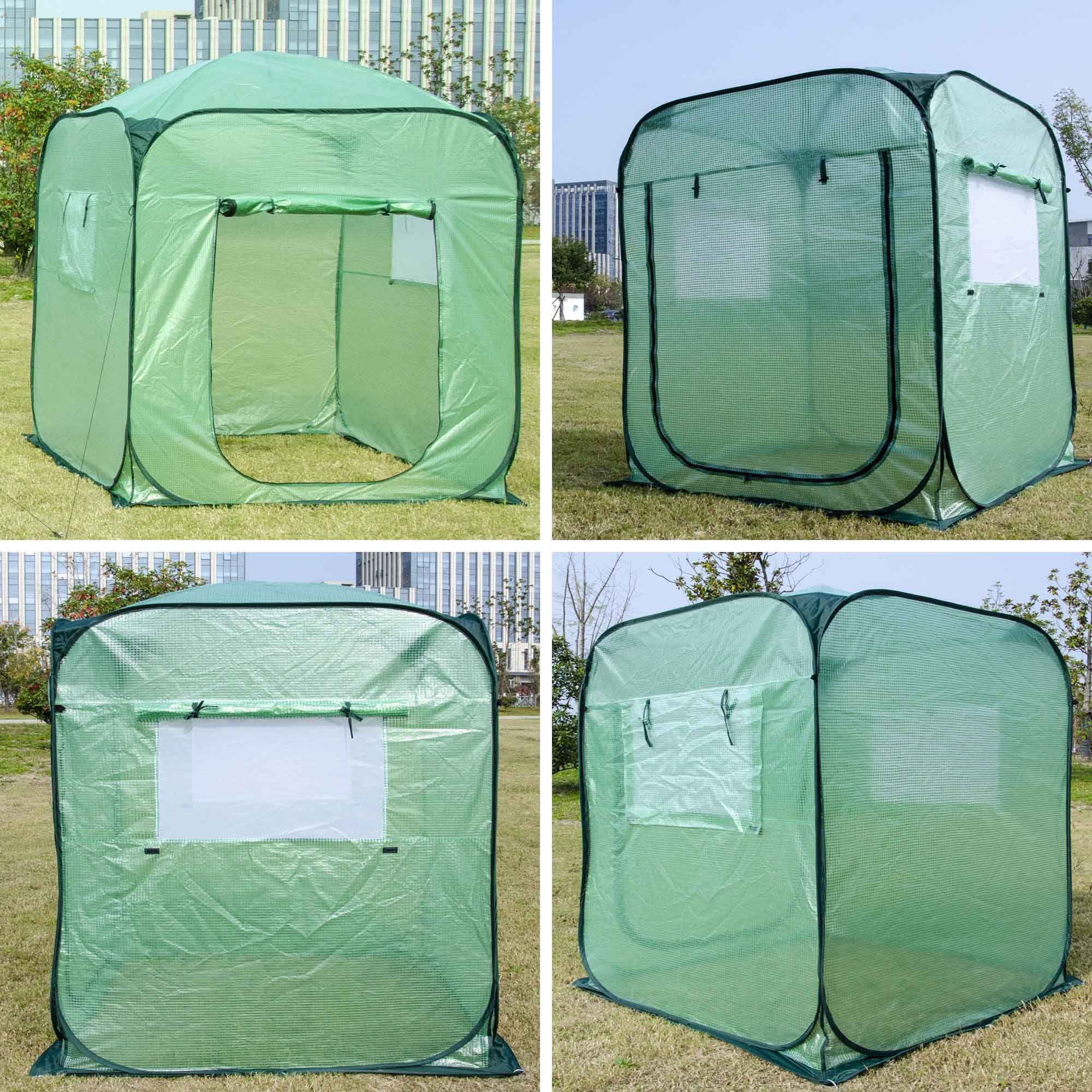 Porayhut Pop Up Greenhouse Tent - X-Large Portable Walk-in Plant House for Indoor/Outdoor Gardening, PE Mesh Cover Protects Plants from Cold, Frost & Birds | Perfect for Flowers, Vegetables & Seedlings in Backyard, Patio or Balcony
