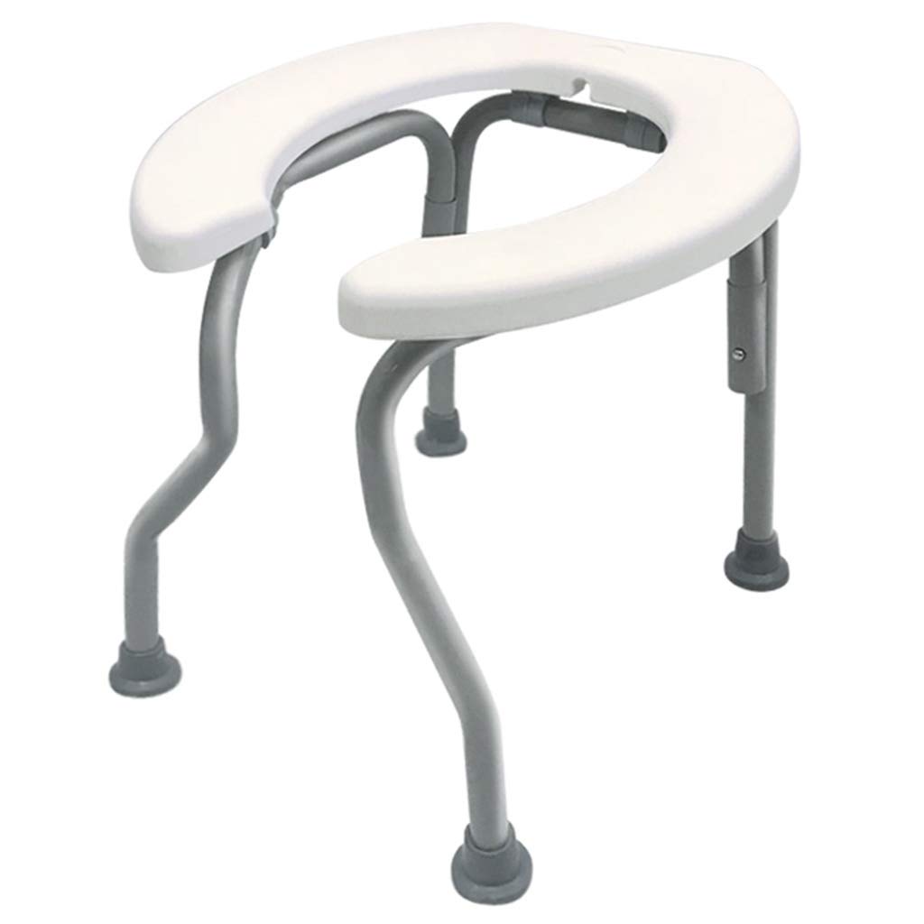 Portable Folding Bedside Commode Chair - Lightweight Steel Frame Shower Toilet Seat with Non-Slip Leg Pads for Elderly & Disabled - Home Care, Hospital Use & Travel Convenience