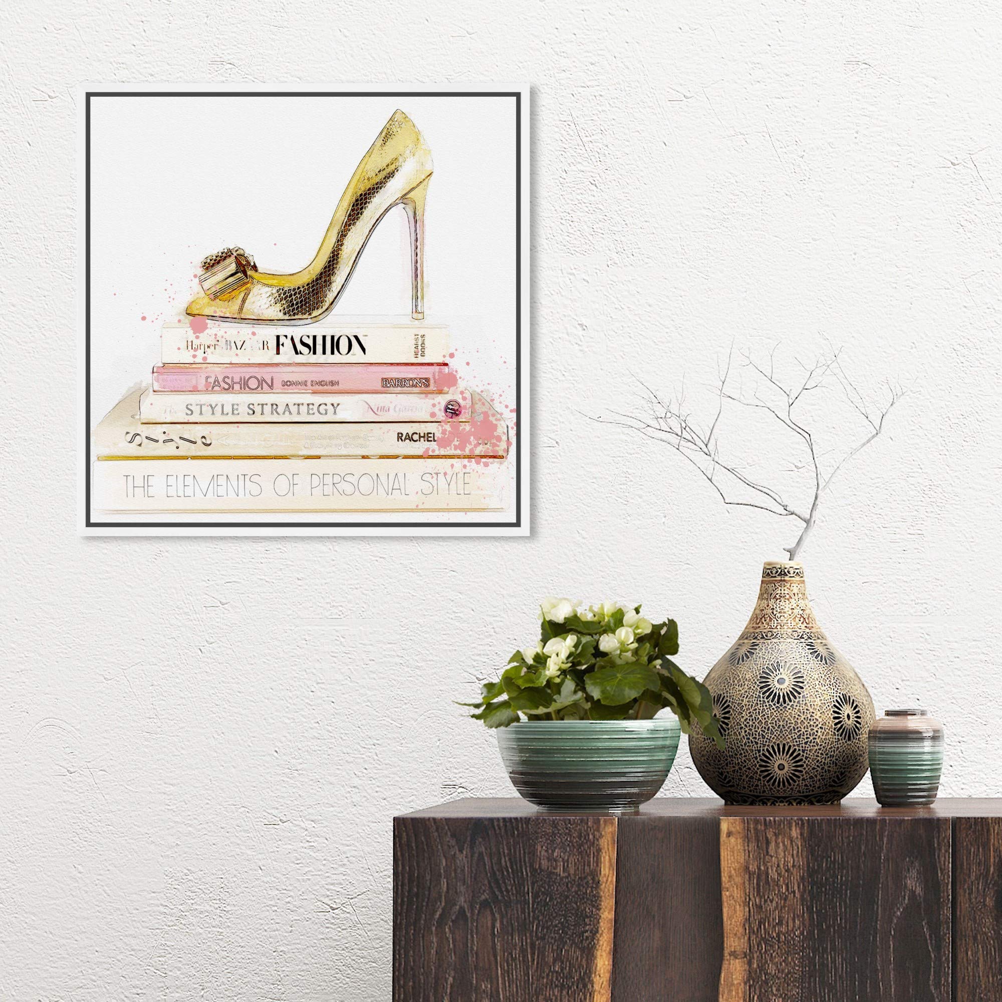 Oliver Gal Artist Co. Fashion & Glam Wall Art - 16x16 Inch Gold & White Framed Canvas Print - Perfect for Bedroom, Living Room & Office Décor