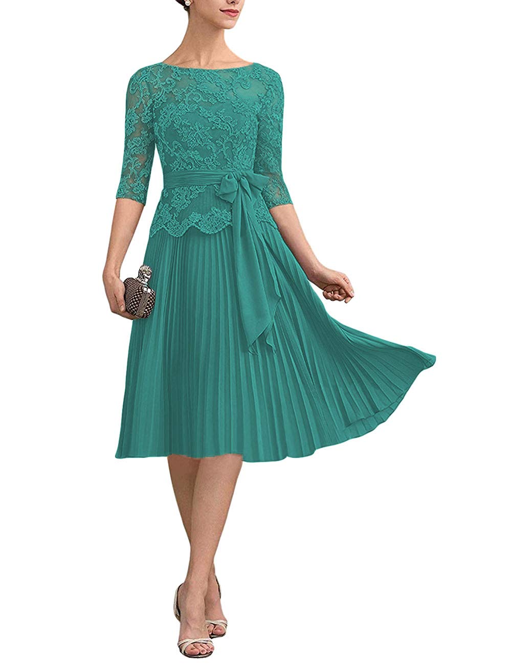 Elegant Short Sleeve Lace Mother of The Bride Dress - Floral Applique Prom Gown for Wedding, Cocktail Party & Special Occasions