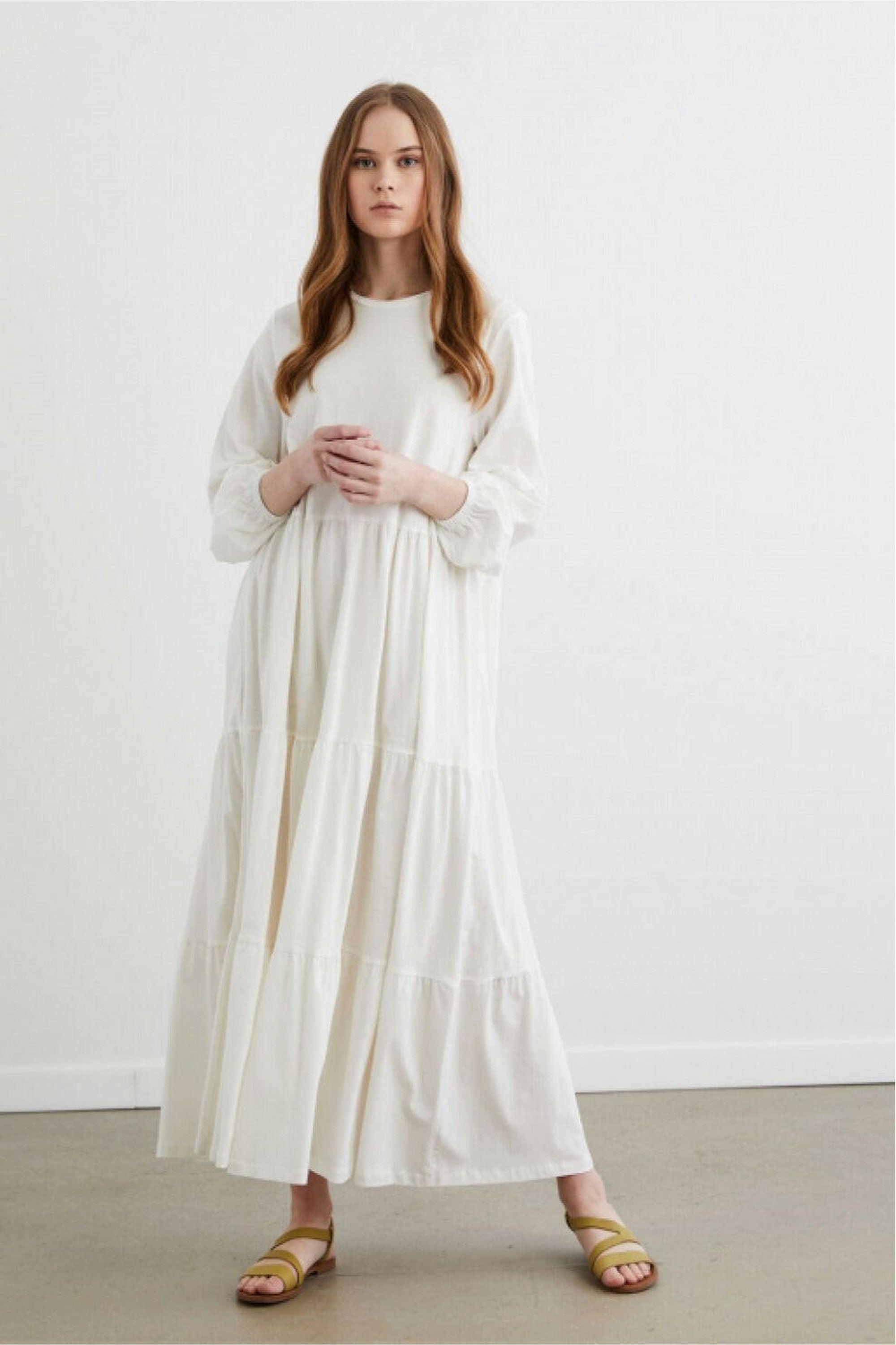 Shirley Cotton Maxi Dress with Long Sleeves - Comfortable & Stylish Women's Summer Dress for Beach, Vacation, and Casual Outings