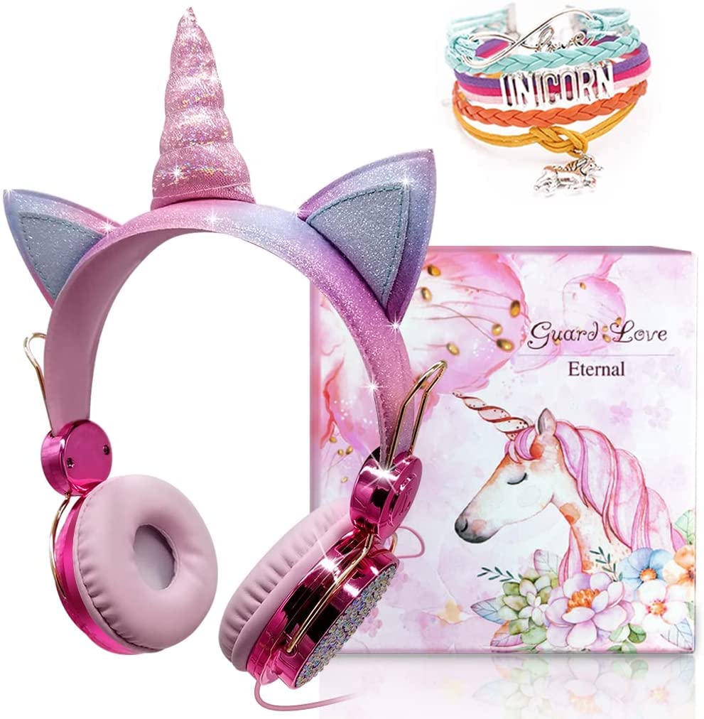 **Unicorn Kids Headphones for Girls & Boys - Adjustable Wired Headphones with 3.5mm Jack, Over-Ear Design & Built-in Mic - Perfect for School, Travel, Birthday & Christmas Gifts**