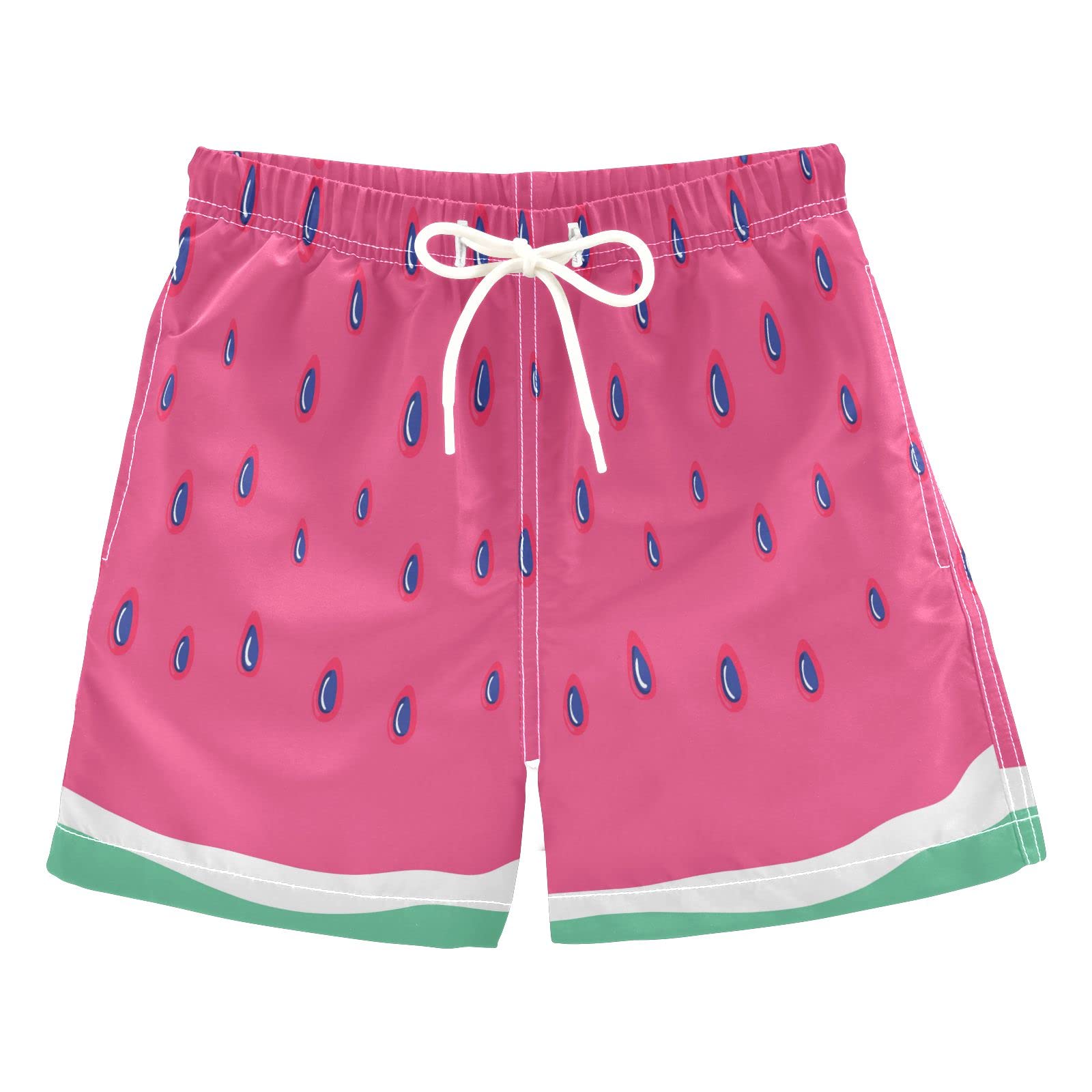 **Boys' Swim Trunks with Red Watermelon Print - Toddler 2T Summer Beach Shorts for Swimming, Pool & Outdoor Play**    *(Use for beach vacations, pool parties, water parks, and summer outdoor activities!)*