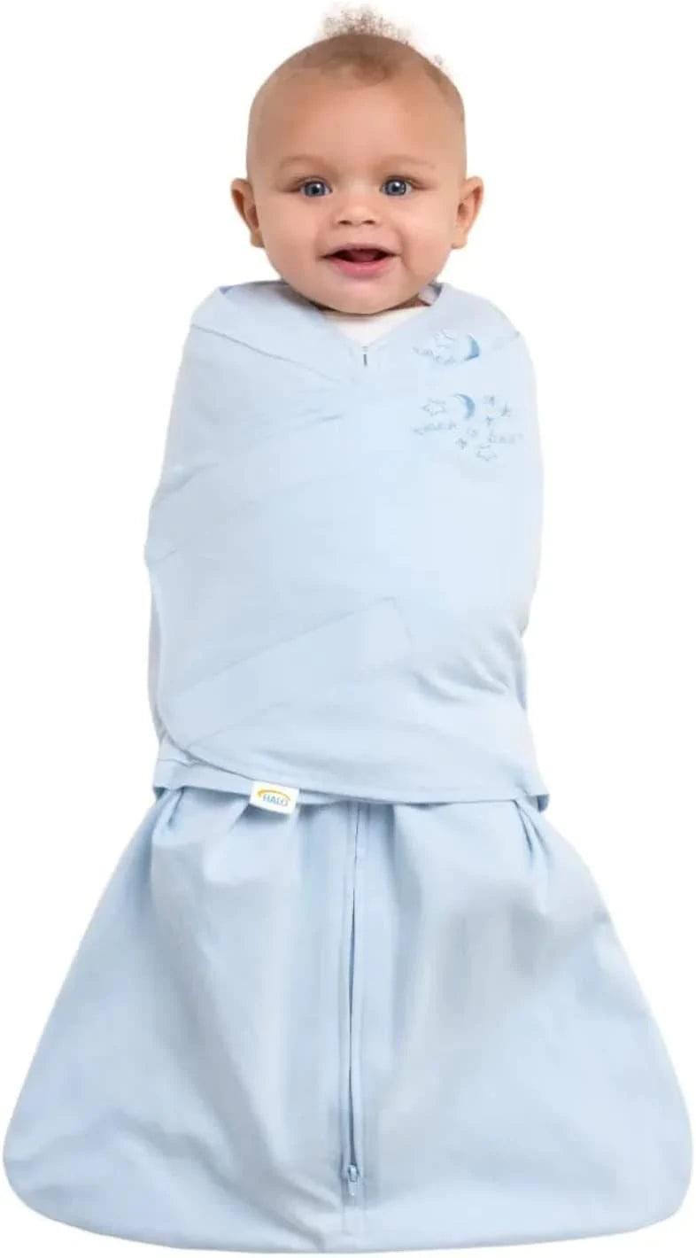 Halo 100% Cotton Sleepsack Swaddle (TOG 1.5) - Soft Blue Baby Swaddle Blanket for Newborns & Infants | Breathable & Comfortable for Safe Sleep, Nursery, and Travel