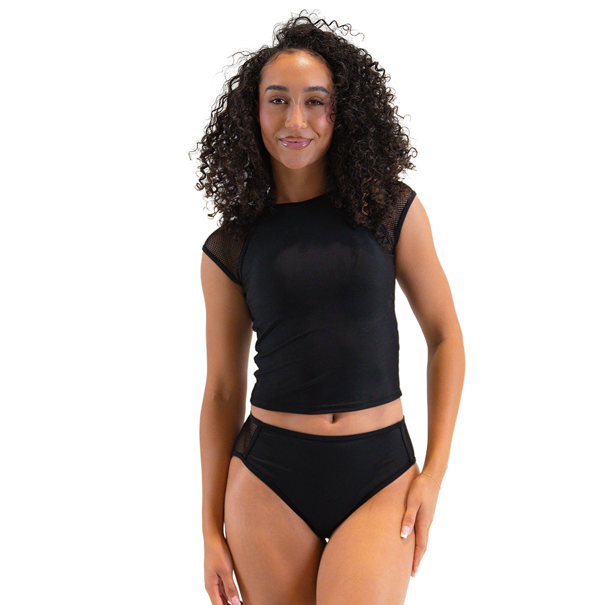 Women's Mesh Sleeve Long Tankini Top - Breathable Swimwear for Beach, Pool & Summer Vacations