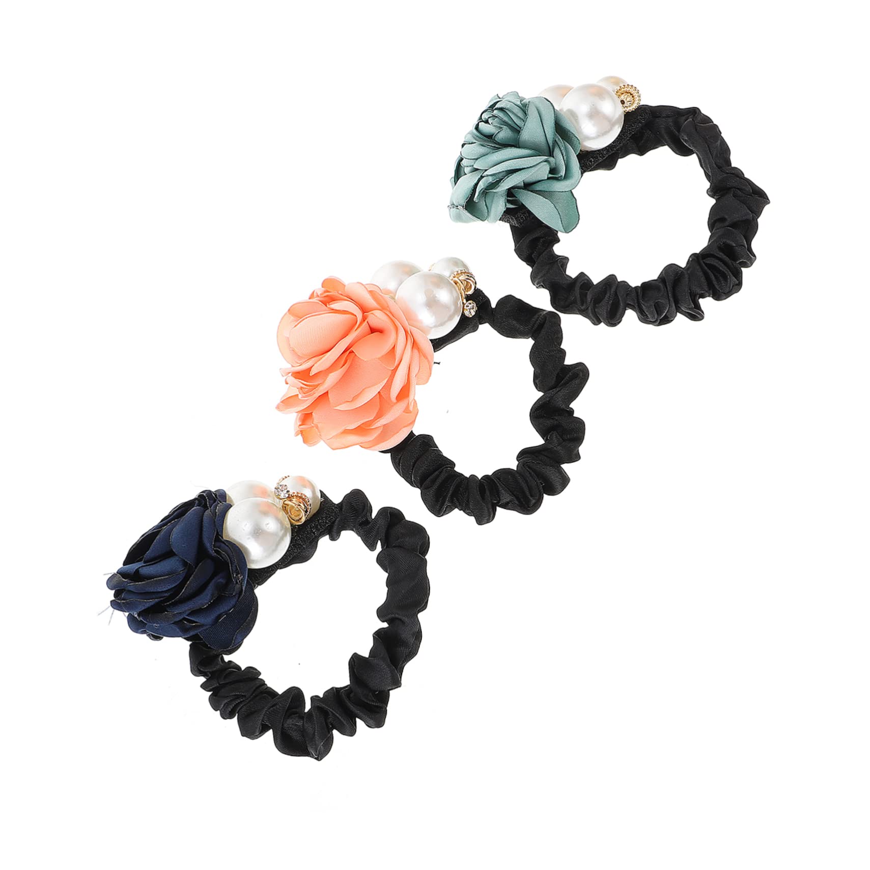 KALLORY 3-Piece Pearl Headband Set for Women - Floral Multi-Layer Hair Rings, Rose Hair Ties & Pearl Hair Accessories | Perfect for Weddings, Parties & Everyday Elegance